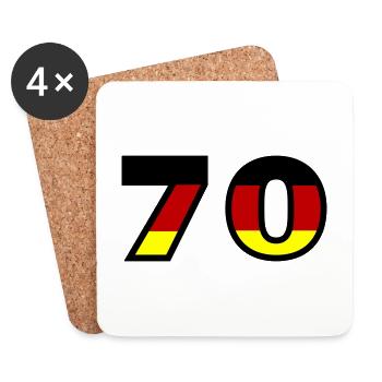 70 Zahl Deutschland Trikot - Untersetzer (4er-Set) - Weiß - Vorne