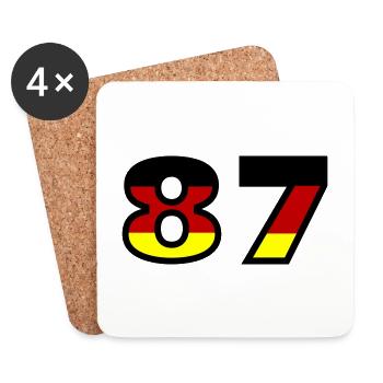 87 Zahl Deutschland Trikot - Untersetzer (4er-Set) - Weiß - Vorne