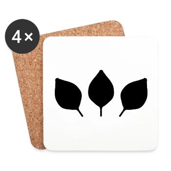 plantes nature trois feuilles feuille vert - Dessous de verre (lot de 4) - blanc - Devant