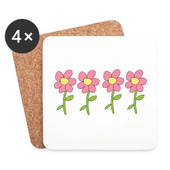 flower symbol nature plant four flowers - Coasters (set of 4) - white - Front
