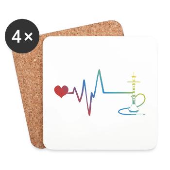 Bong Smoking Pipe Pulse Heartbeat - Coasters (set of 4) - white - Front