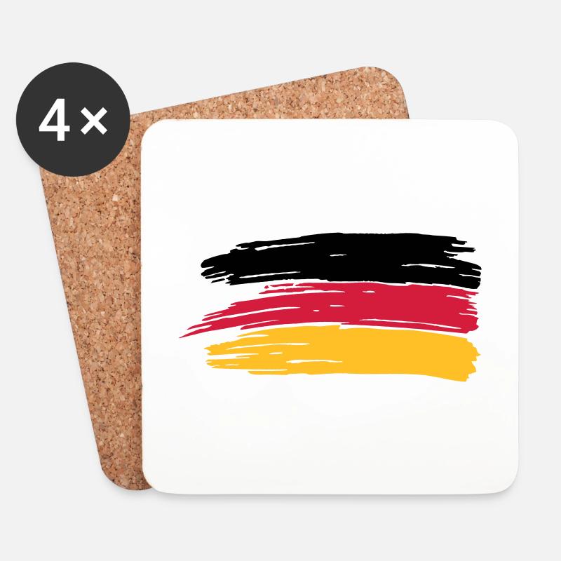 PINSELSTRICH DEUTSCHLAND FAHNE GER - Untersetzer (4er-Set) - Weiß