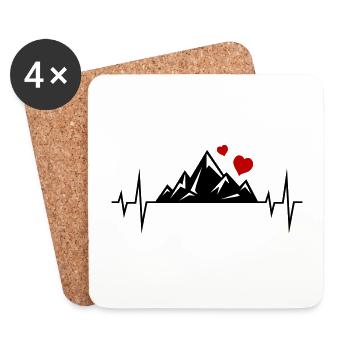Berge puls herzschlag herz - Untersetzer (4er-Set) - Weiß - Vorne