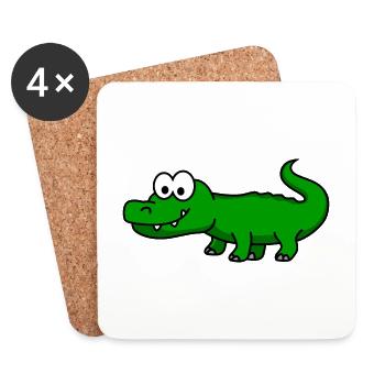 Alligator Comic Animal - Dessous de verre (lot de 4) - blanc - Devant