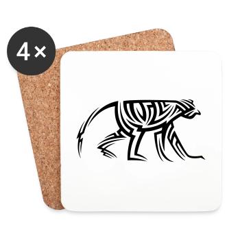 Tatouage tribal de singe - Dessous de verre (lot de 4) - blanc - Devant