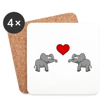 Elephant Comic Couple Amour - Dessous de verre (lot de 4) - blanc - Devant