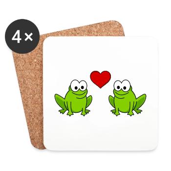 Frosch Comic Paar liebe - Untersetzer (4er-Set) - Weiß - Vorne