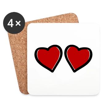 Hearts Symbol Love - Coasters (set of 4) - white - Front