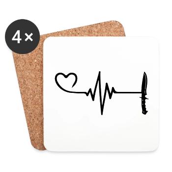 Knife Pulse Heart Love - Coasters (set of 4) - white - Front