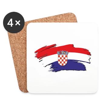 Kroatien - Croatia Flagge - Untersetzer (4er-Set) - Weiß - Vorne