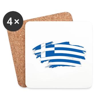 Greece - Griechenland - Flagge - Fahne - flag - Untersetzer (4er-Set) - Weiß - Vorne