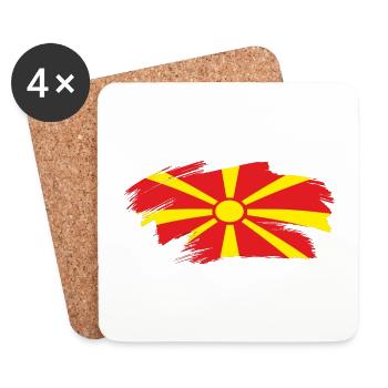 Mazedonien - Balkan Македонија Flagge - Untersetzer (4er-Set) - Weiß - Vorne