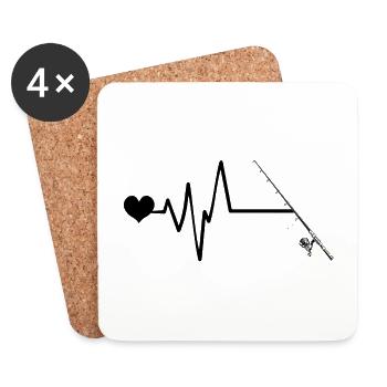 Canne à pêche Heartbeat - Dessous de verre (lot de 4) - blanc - Devant