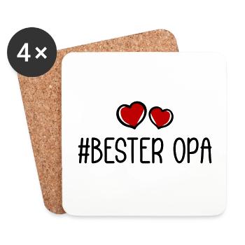 Bester Opa Herzen Liebe - Untersetzer (4er-Set) - Weiß - Vorne
