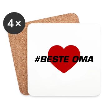 Beste Oma Herz Liebe - Untersetzer (4er-Set) - Weiß - Vorne