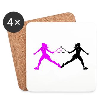 Tennis Spielerin Silhouette - Untersetzer (4er-Set) - Weiß - Vorne