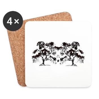 Arbre, Arbres, Botanique, Flore, Forêt, Nature - Dessous de verre (lot de 4) - blanc - Devant