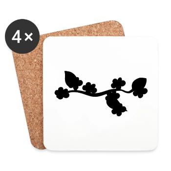 Flower Leaf Line Nature Branch Shape - Coasters (set of 4) - white - Front