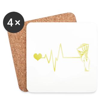 Cœur de pouls d’argent - Dessous de verre (lot de 4) - blanc - Devant