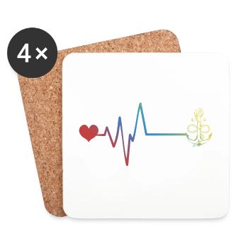 Ancrer le pouls du rythme cardiaque - Dessous de verre (lot de 4) - blanc - Devant