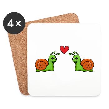 Schnecke Comic Paar liebe - Untersetzer (4er-Set) - Weiß - Vorne