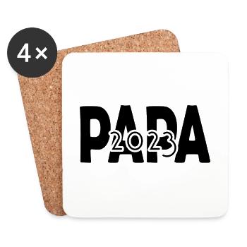 Papa 2023, Devenir père, Parents, Grossesse - Dessous de verre (lot de 4) - blanc - Devant