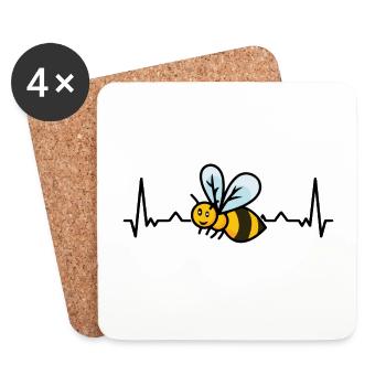 Apiculteur Abeille Miel Abeille Miel Battement de cœur - Dessous de verre (lot de 4) - blanc - Devant