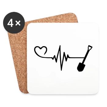 Shovel Pulse Heart Love - Coasters (set of 4) - white - Front