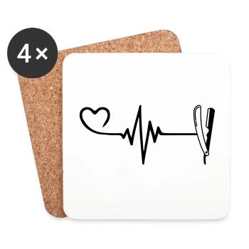 Rasage Barber Pulse Heart Love - Dessous de verre (lot de 4) - blanc - Devant