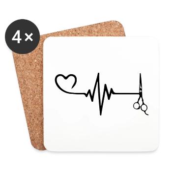 Schere Barber Puls Herz Liebe - Untersetzer (4er-Set) - Weiß - Vorne
