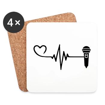 Microphone Pulse Heart Love - Dessous de verre (lot de 4) - blanc - Devant