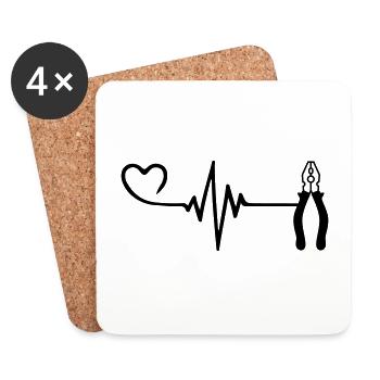 Pinces Pulse Heart Love - Dessous de verre (lot de 4) - blanc - Devant