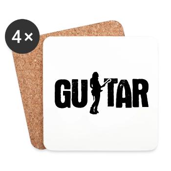 Akustik Spruch Für E-Gitarre Konzert Gitarre - Untersetzer (4er-Set) - Weiß - Vorne
