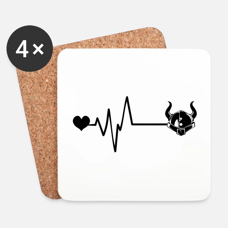 Wikinger Helm Puls Herz Liebe Valhalla - Untersetzer (4er-Set) - Weiß