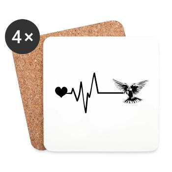 Taube Puls Frieden Herz Liebe - Untersetzer (4er-Set) - Weiß - Vorne
