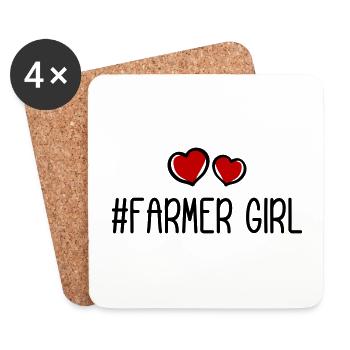 Fermier Fille Fille Coeur Amour - Dessous de verre (lot de 4) - blanc - Devant