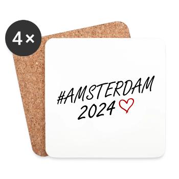 Voyage du cœur à Amsterdam 2024 - Dessous de verre (lot de 4) - blanc - Devant