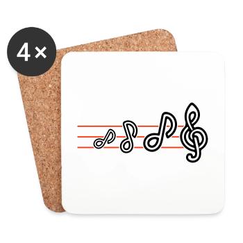 Partitions de musique - Dessous de verre (lot de 4) - blanc - Devant