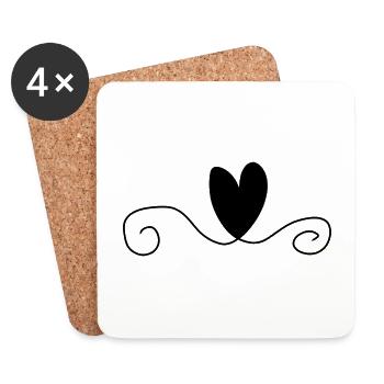 herz symbol linie liebe - Untersetzer (4er-Set) - Weiß - Vorne