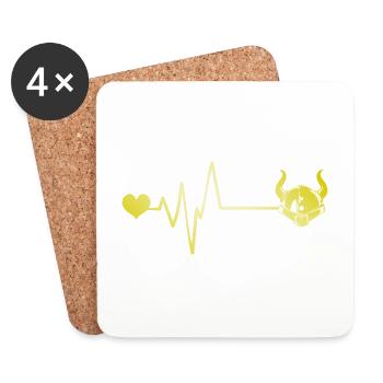 Wikinger Helm Puls Herz Liebe - Untersetzer (4er-Set) - Weiß - Vorne