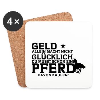 Pferd Reiten Reiter Spruch LUSTIG Pferde Pony - Untersetzer (4er-Set) - Weiß - Vorne