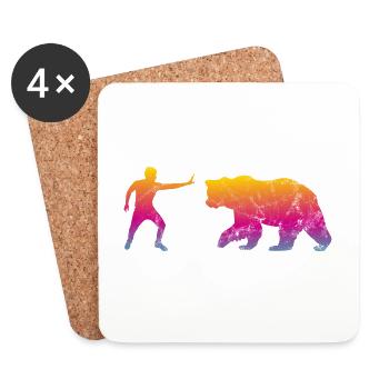 Stop Bär - Untersetzer (4er-Set) - Weiß - Vorne
