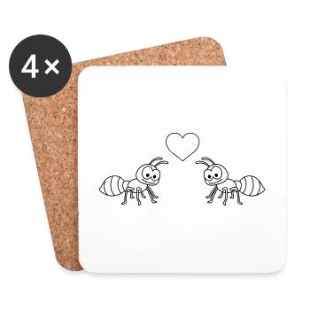 Fourmi Comic Couple amour - Dessous de verre (lot de 4) - blanc - Devant