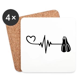 Diving fins pulse heart - Coasters (set of 4) - white - Front