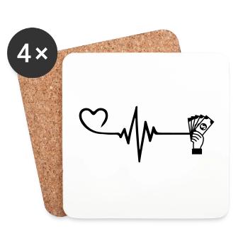 Money Pulse Heart - Coasters (set of 4) - white - Front