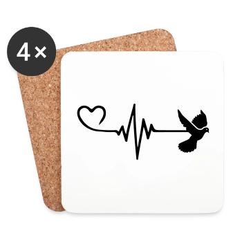 Engourdi Pulse Peace Heart Love - Dessous de verre (lot de 4) - blanc - Devant