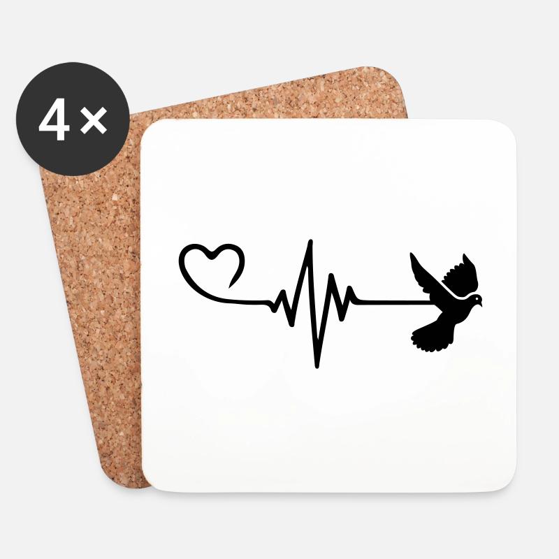 Taube Puls Frieden Herz Liebe - Untersetzer (4er-Set) - Weiß