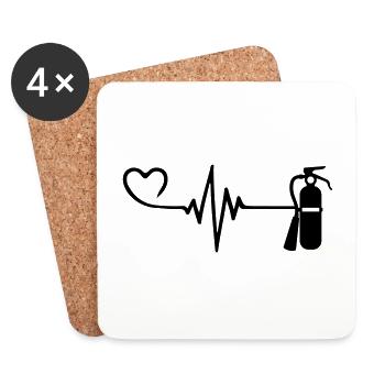 Extincteur Pulse Heart Love - Dessous de verre (lot de 4) - blanc - Devant