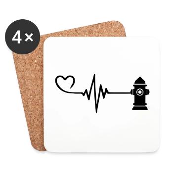 Hydrant Pulse Heart Love - Coasters (set of 4) - white - Front