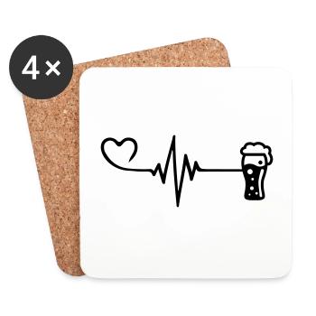 Beer Pulse Heart Love - Coasters (set of 4) - white - Front